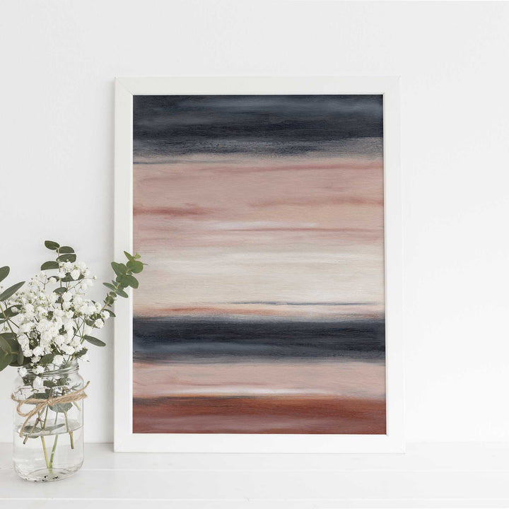 Neutral Beige and Navy Abstract Desert Landscape Wall Art Print or Canvas - Jetty Home