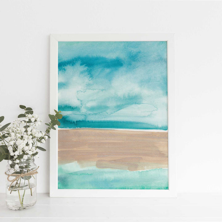 Abstract Beach Ocean Painting Watercolor Wall Art Print or Canvas - Jetty Home