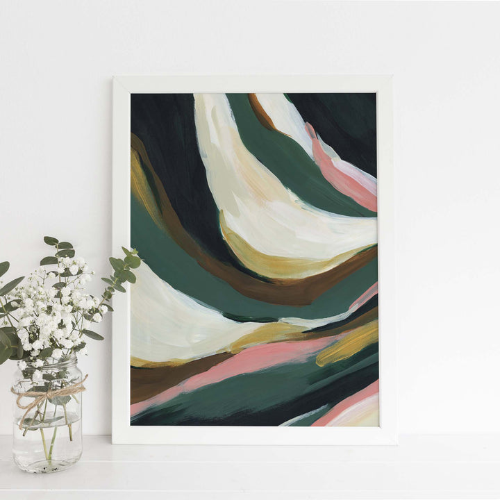 Bold Abstract Statement Painting Green, Beige and Gold Wall Art Print or Canvas - Jetty Home