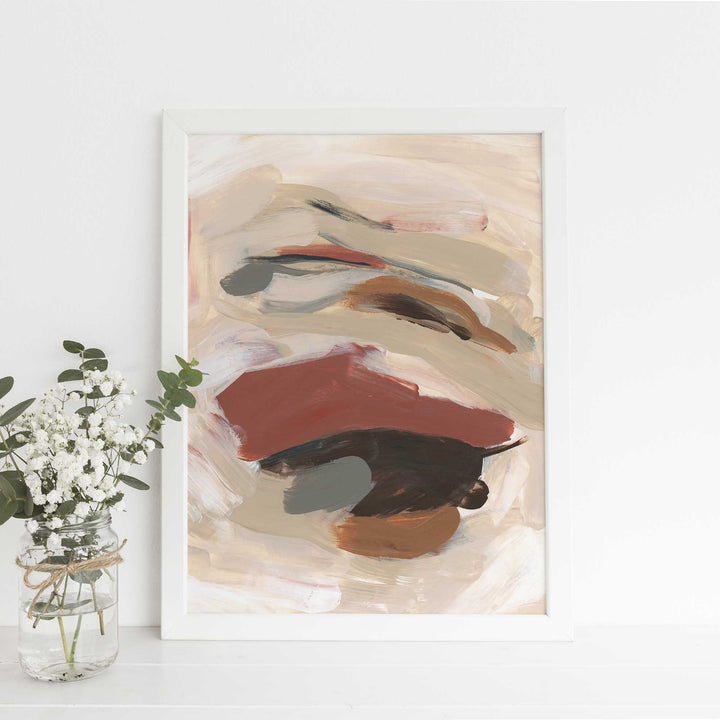 Simple Neutral Warm Abstract Fall Painting Modern Wall Art Print or Canvas - Jetty Home