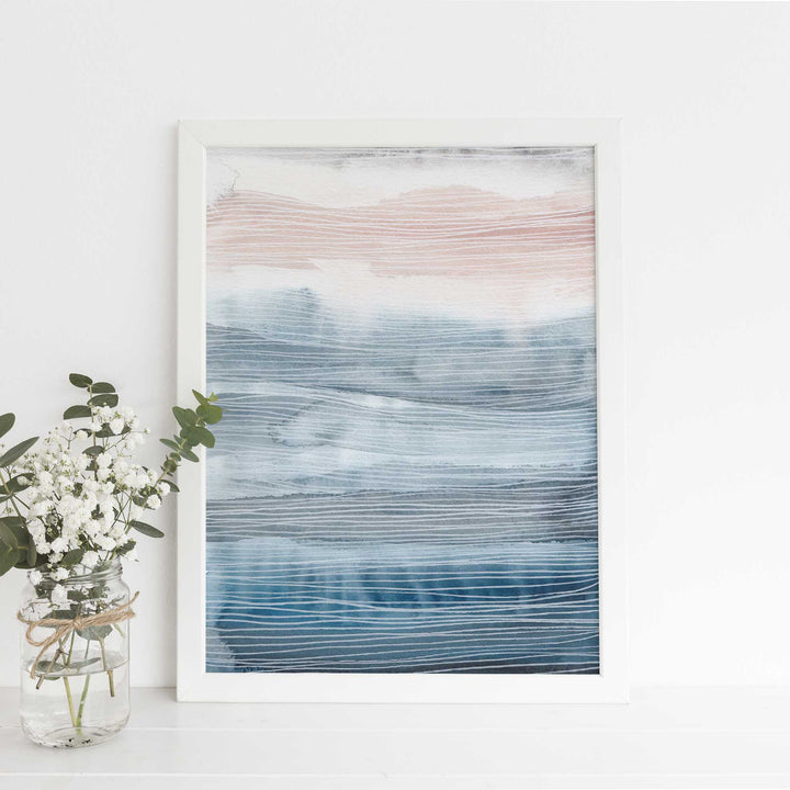 Modern Coastal Ocean Watercolor Painting Wall Art Print or Canvas - Jetty Home