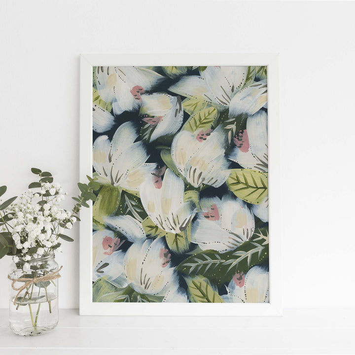 Wildflower Blue and White Modern Boho Floral Painting Wall Art Print or Canvas - Jetty Home