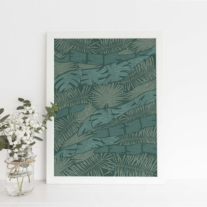 Into the Jungle Green Tropical Botanical Palm Wall Art Print or Canvas - Jetty Home