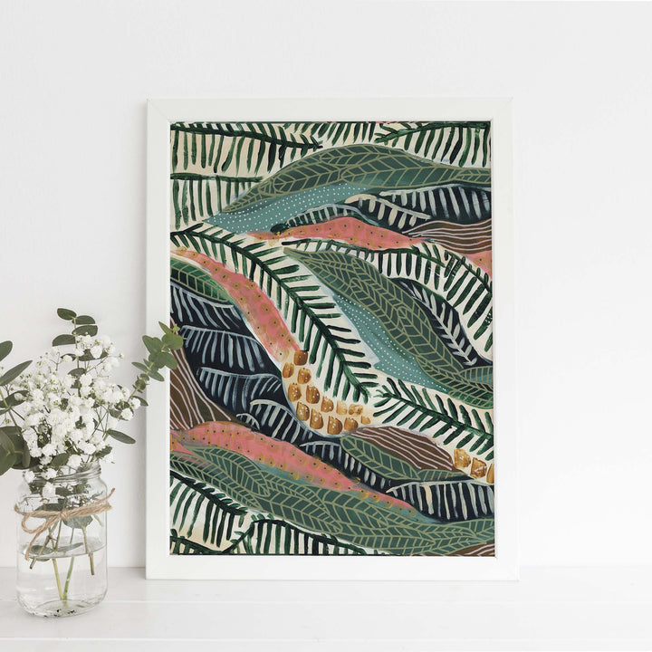 Modern Tropical Jungle Abstract Botanical Pattern Wall Art Print or Canvas - Jetty Home