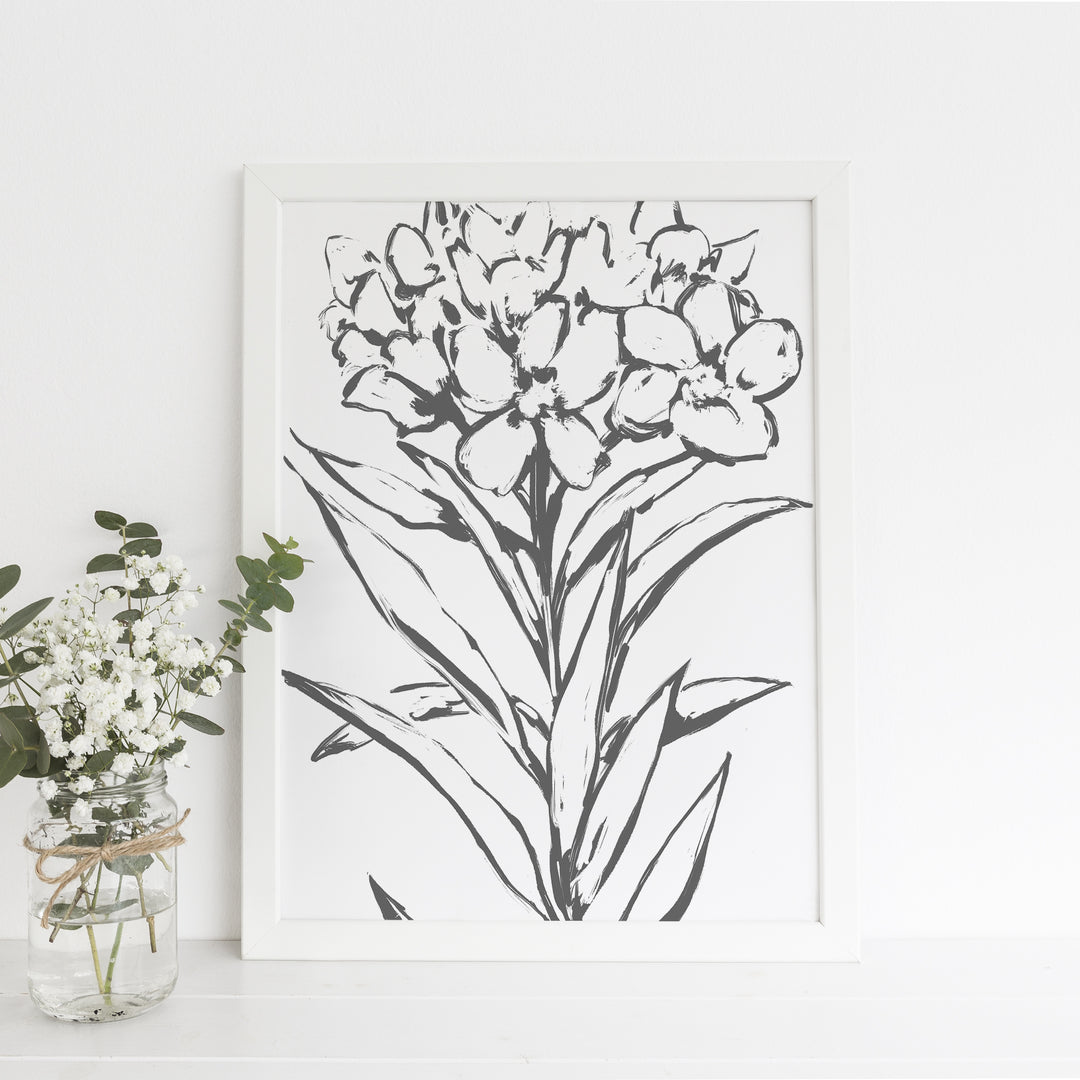 Oleander Modern Floral Minimalist Farmhouse Country Wall Art Print or Canvas - Jetty Home