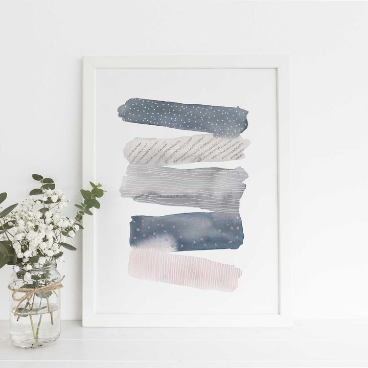 Modern Abstract Watercolor Stripes Trendy Wall Art Print or Canvas - Jetty Home