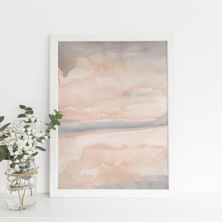 Neutral Blush Contemporary Watercolor Art Print or Canvas - Jetty Home