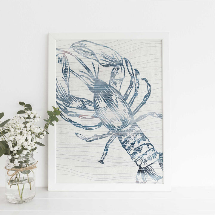 Modern Lobster Nautical Watercolor Coastal Wall Art Print or Canvas - Jetty Home