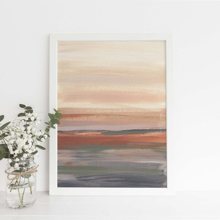 Neutral Earthy Desert Landscape Modern Abstract Painting Wall Art Print or Canvas - Jetty Home