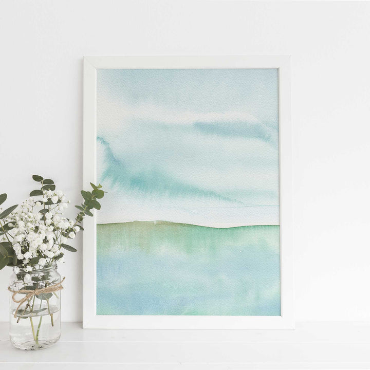 Modern Seascape Watercolor Painting Wall Art Print or Canvas - Jetty Home