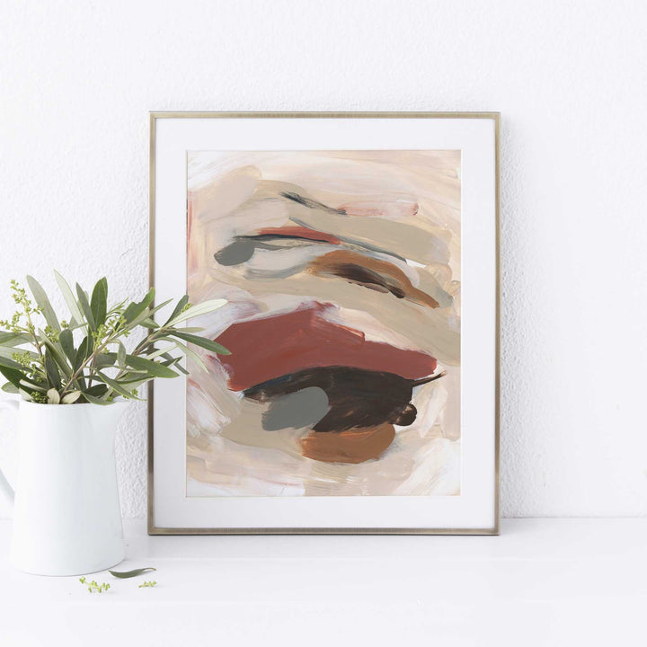 Simple Neutral Warm Abstract Fall Painting Modern Wall Art Print or Canvas - Jetty Home