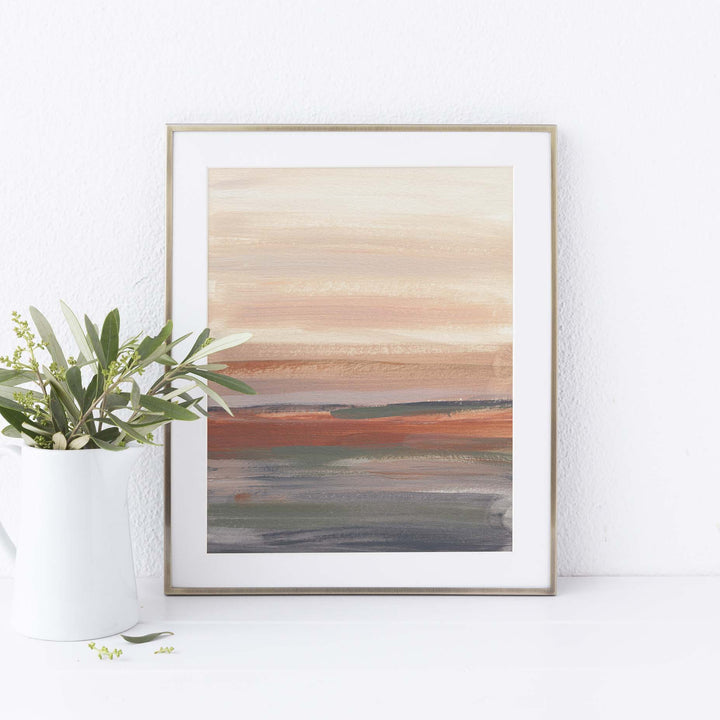 Neutral Earthy Desert Landscape Modern Abstract Painting Wall Art Print or Canvas - Jetty Home