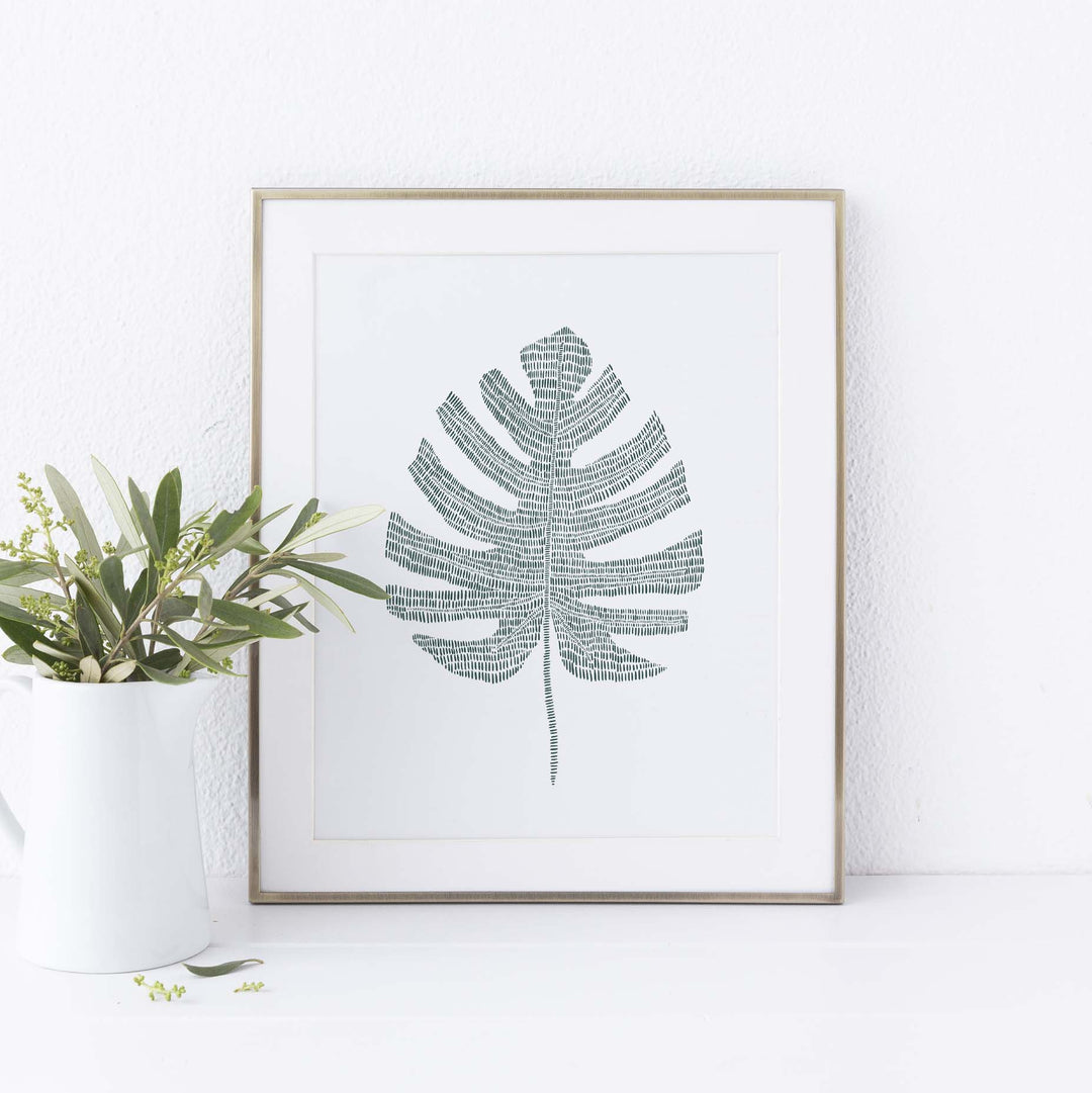Monstera Tropical Botanical Palm Leaf Wall Art Print or Canvas - Jetty Home