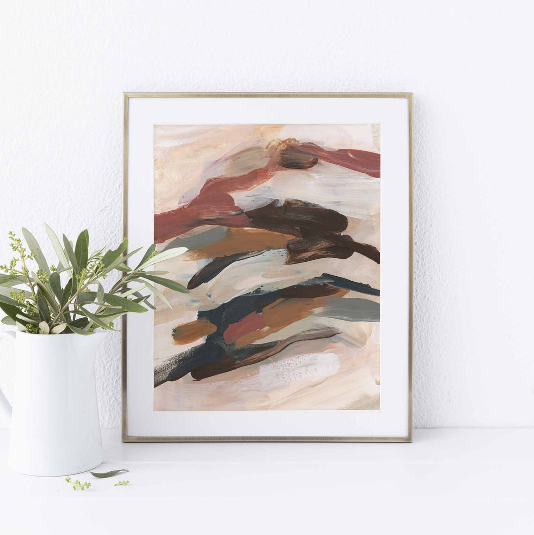 Brown, Rust, Orange and Beige Abstract Painting Wall Art Print or Canvas - Jetty Home