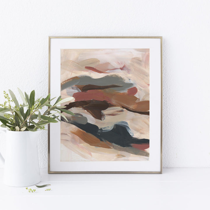 Flowy Modern Abstract Painting Warm Tones Wall Art Print or Canvas - Jetty Home