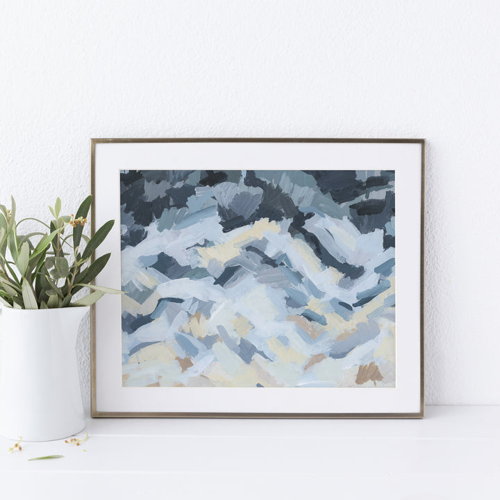 Abstract Ocean Waves Blue Wall Art Print or Canvas - Jetty Home