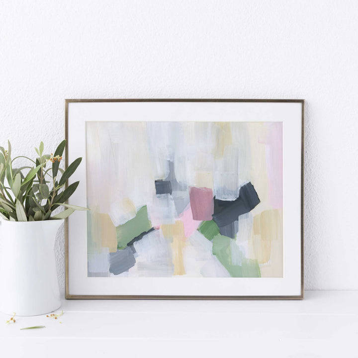 Modern Pastel and White Abstract Painting Modern Wall Art Print or Canvas - Jetty Home