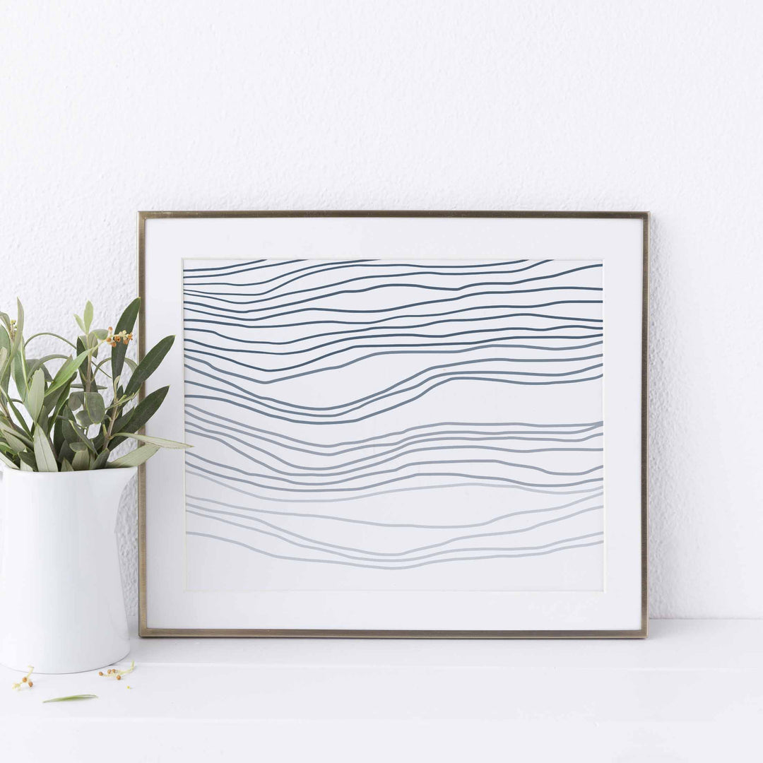 Blue Abstract Ocean Waves Wall Art Print or Canvas - Jetty Home