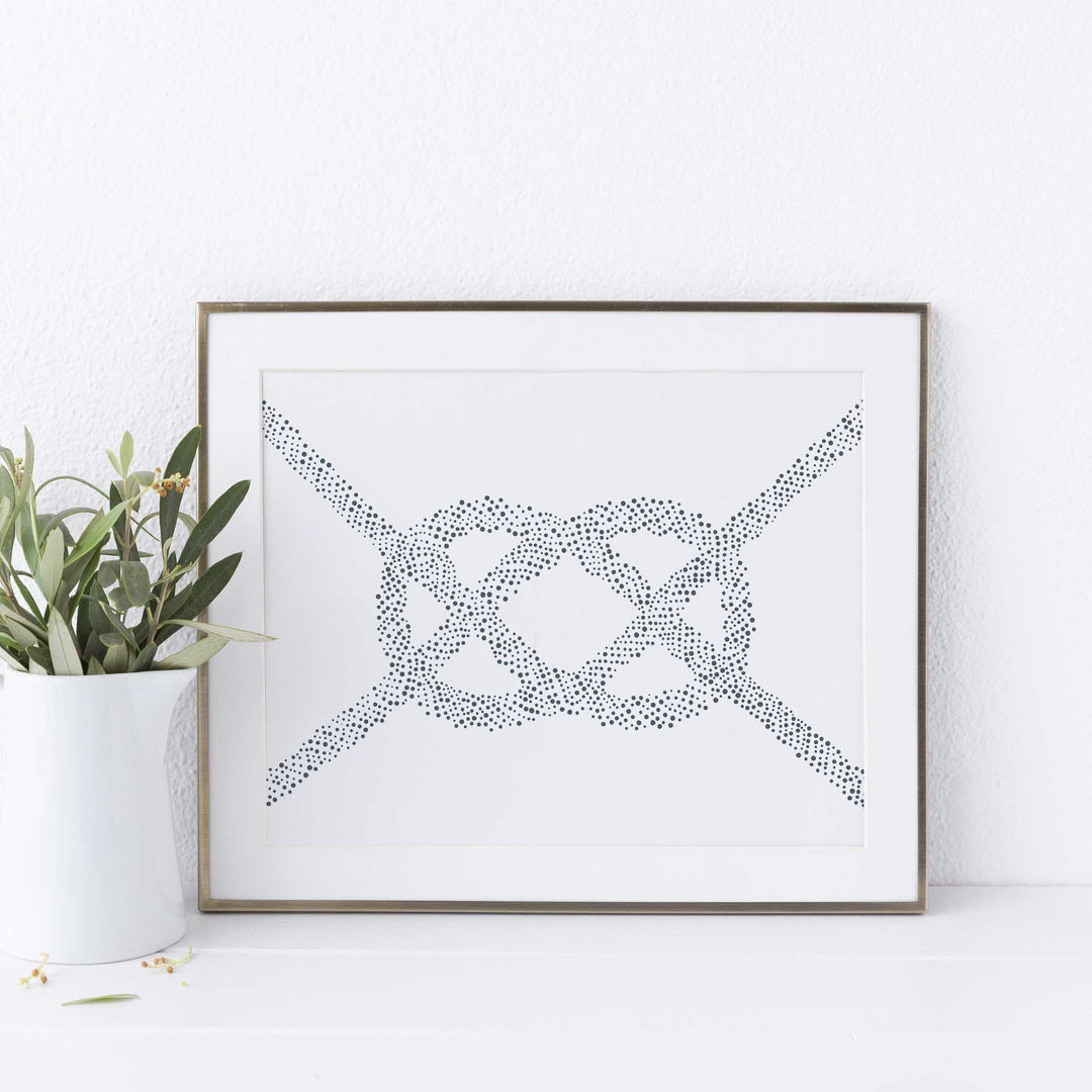 Carrick Bend Knot Nautical Illustration Wall Art Print or Canvas - Jetty Home