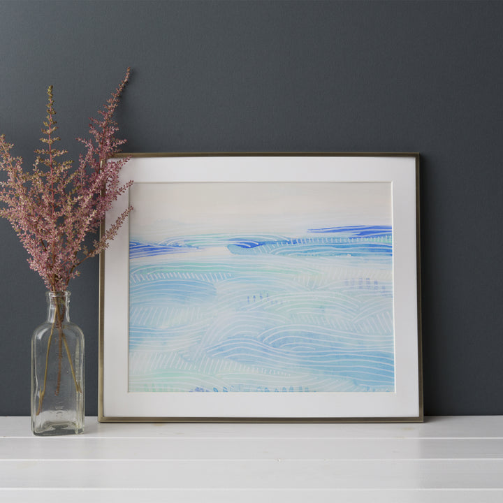 Coastal Landscape Watercolor Painting Beach House Wall Art Print or Canvas - Jetty Home