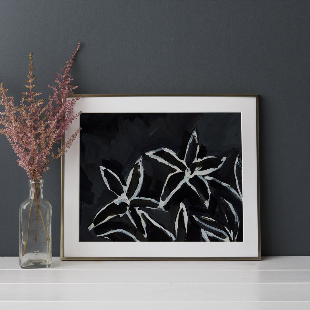 Black and Cream Lily Painting Wall Art Print or Canvas - Jetty Home