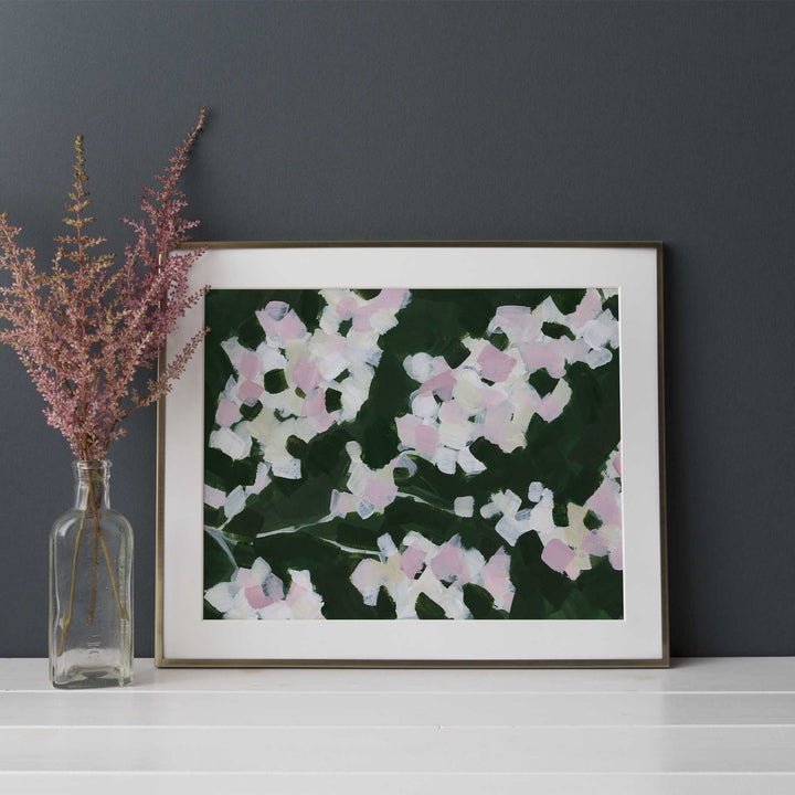 Green and Pink Cherry Blossom Floral Painting Wall Art Print or Canvas - Jetty Home