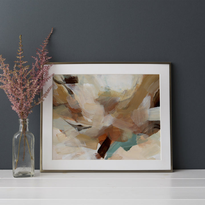 Warm Earth Toned Flowy Abstract Painting Wall Art Print or Canvas - Jetty Home