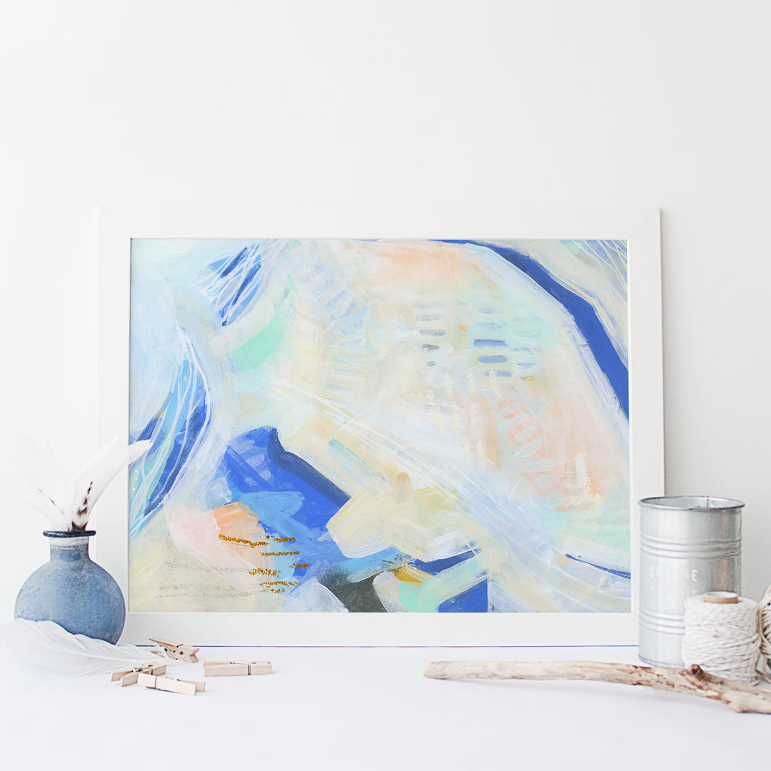 Light + Bright Coastal Inspired Ocean Painting Wall Art Print or Canvas - Jetty Home