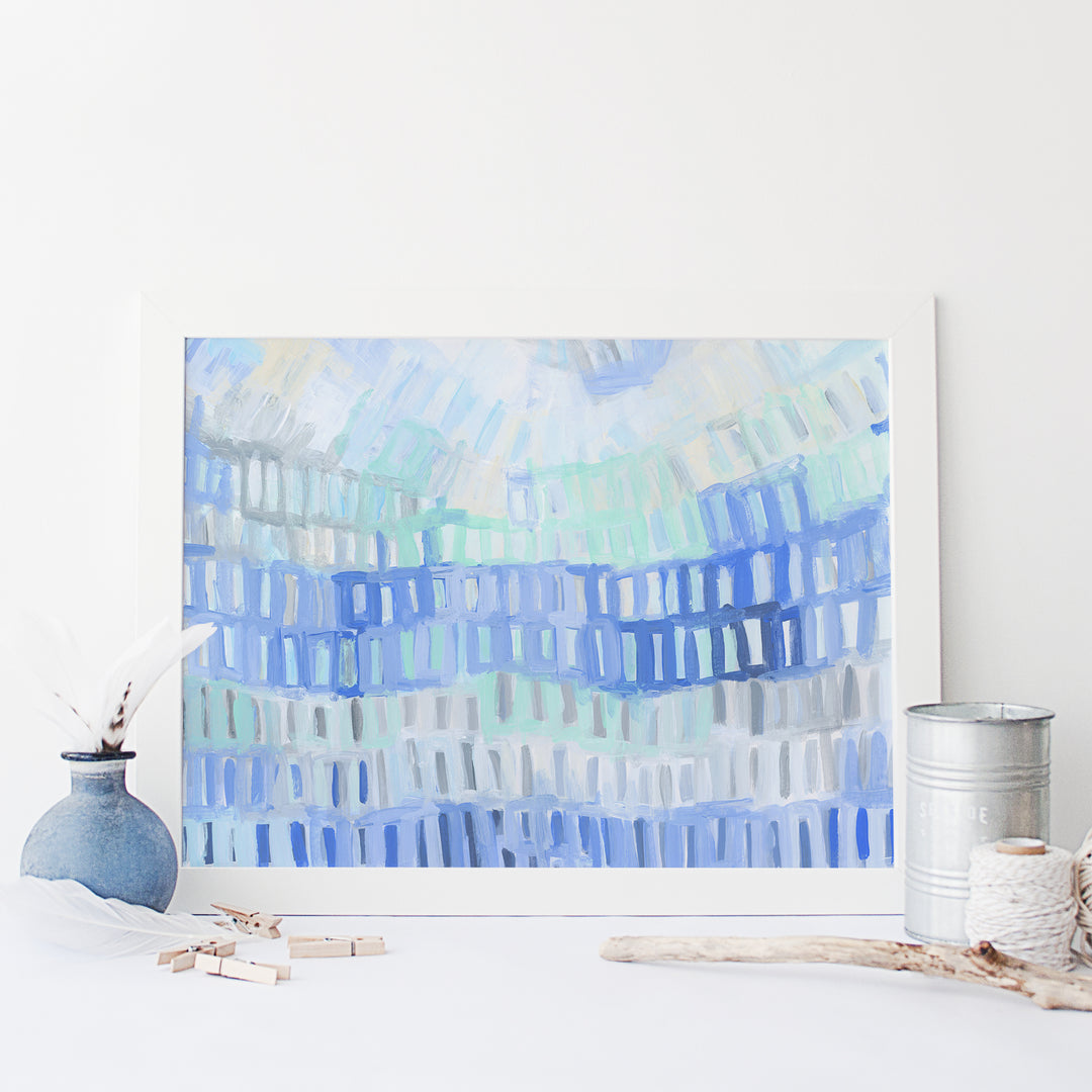 Turquoise Mint Abstract Ocean Beach Painting Wall Art Print or Canvas - Jetty Home