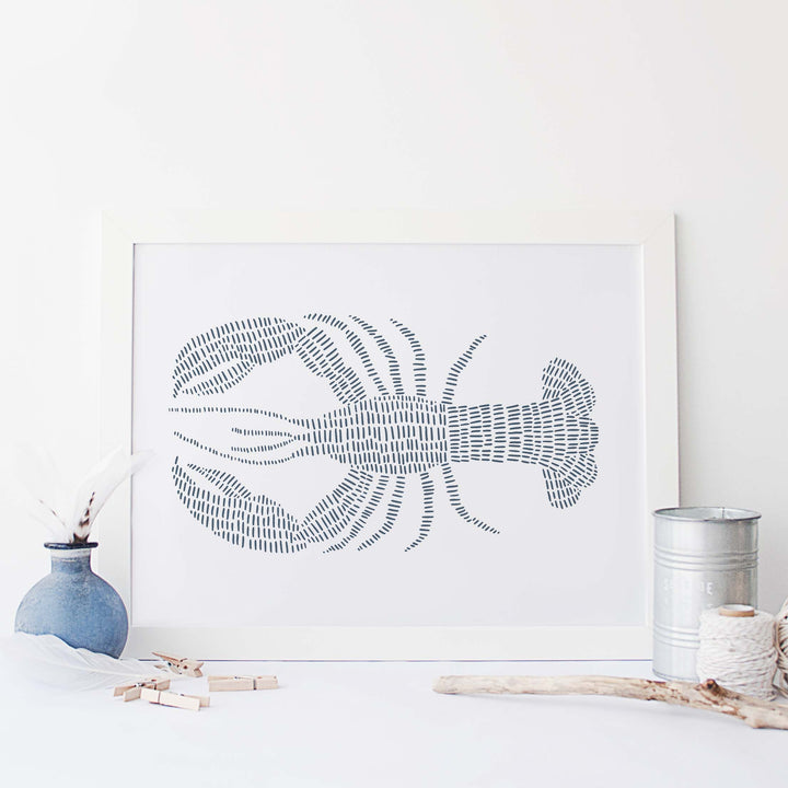 Blue Lobster Nautical Wall Art Print or Canvas - Jetty Home