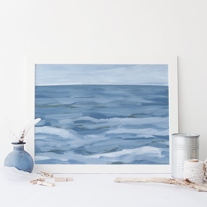 "Blue Ahead" Coastal Ocean Painting - Art Print or Canvas - Jetty Home