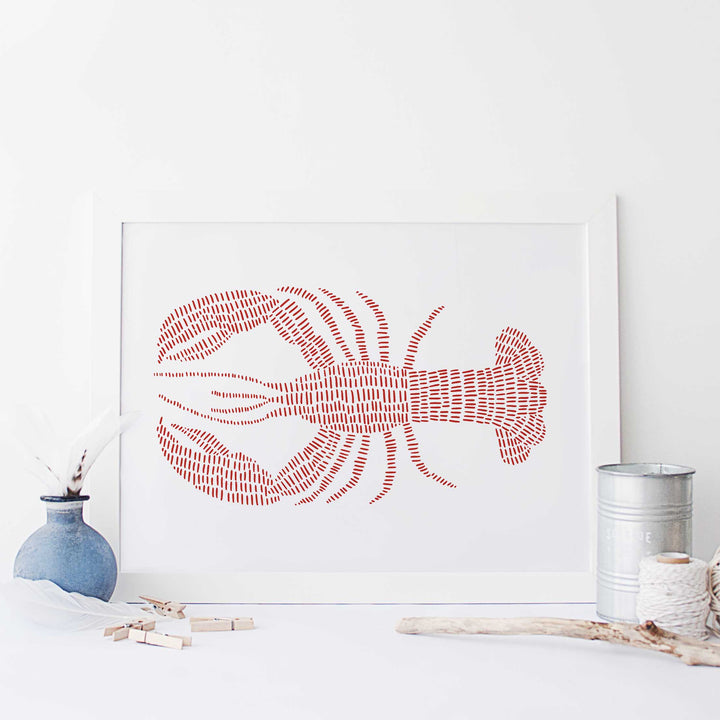 Lobster Nautical Illustration Wall Art Print or Canvas - Jetty Home