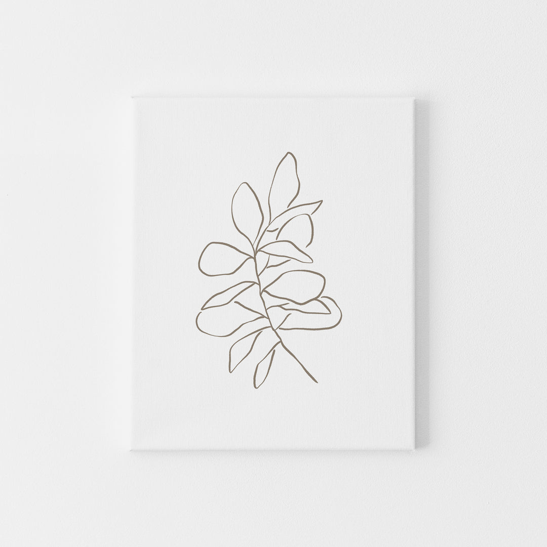 Eucalyptus Silver Dollar Modern Line Drawing Wall Art Print or Canvas - Jetty Home