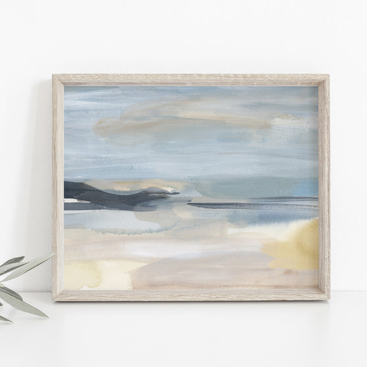 Coastline Abstract Painting Light Blue and Beige Wall Art Print or Canvas - Jetty Home
