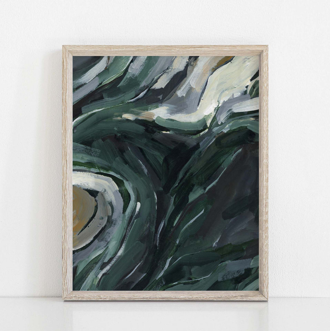 Dark Green Forest Undergrowth Abstract Painting Wall Art Print or Canvas - Jetty Home
