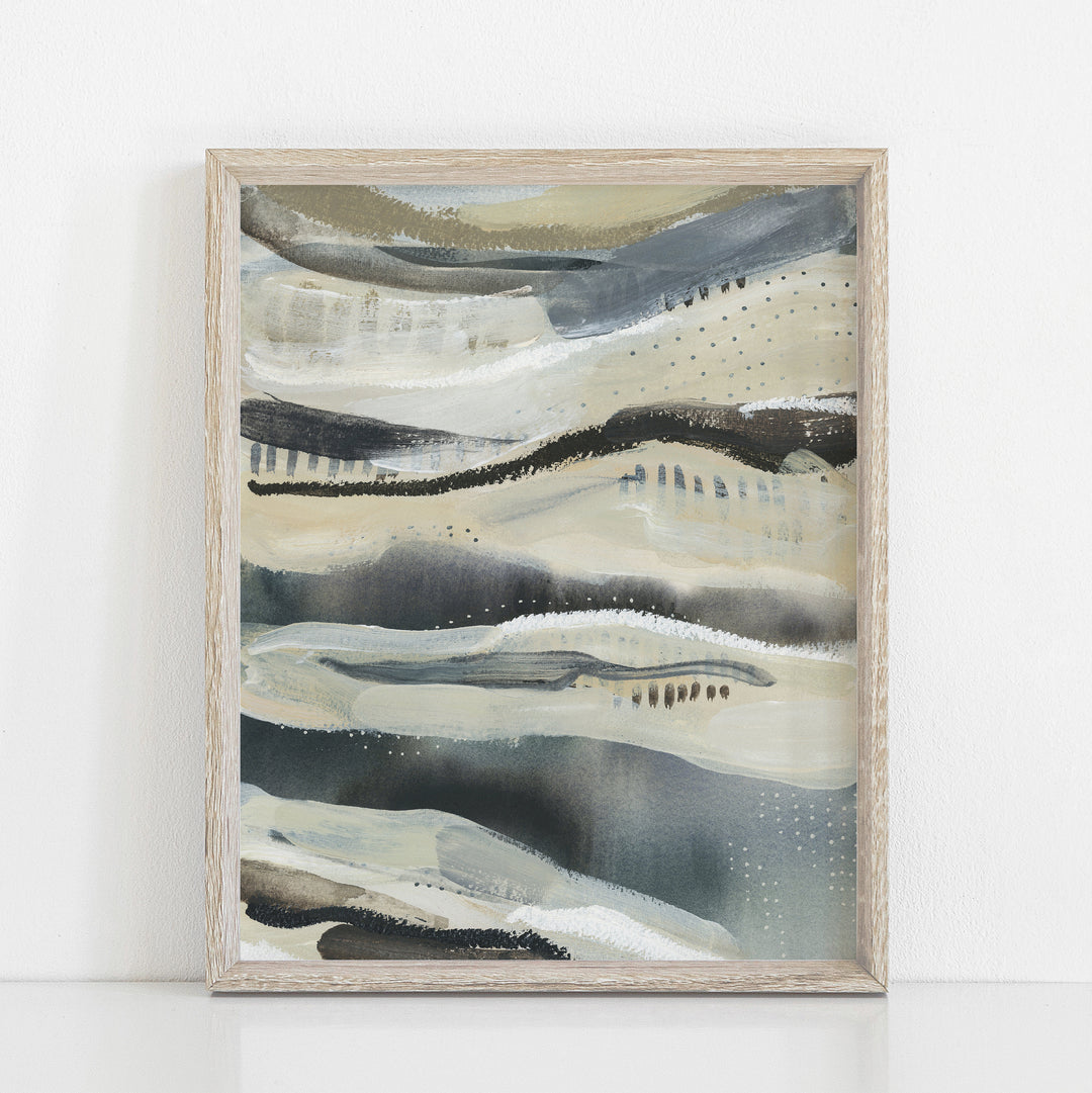 Lake Water Abstract Painting Navy Beige Modern Wall Art Print or Canvas - Jetty Home