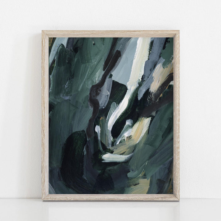 Dark Green Moody Forest Abstract Painting Wall Art Print or Canvas - Jetty Home