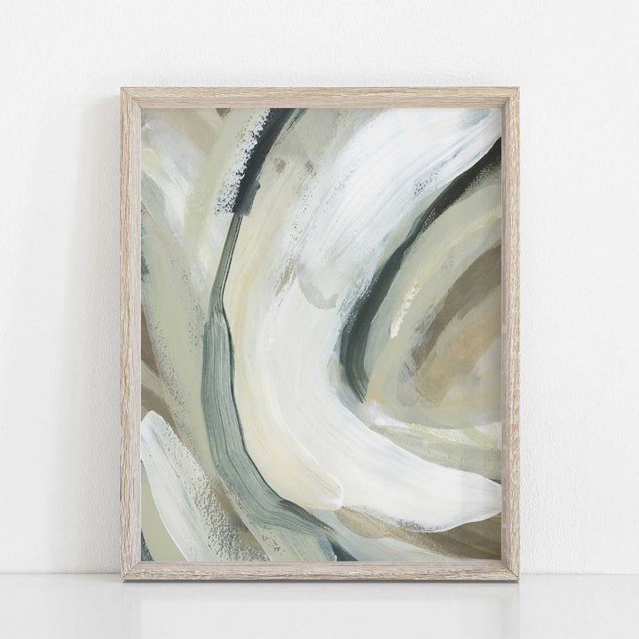 White and Tan Neutral Abstract Flow Painting Wall Art Print or Canvas - Jetty Home
