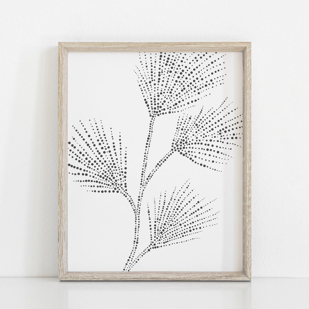 Pine Needles Illustration Gray Modern Minimalist Forest Wall Art Print or Canvas - Jetty Home