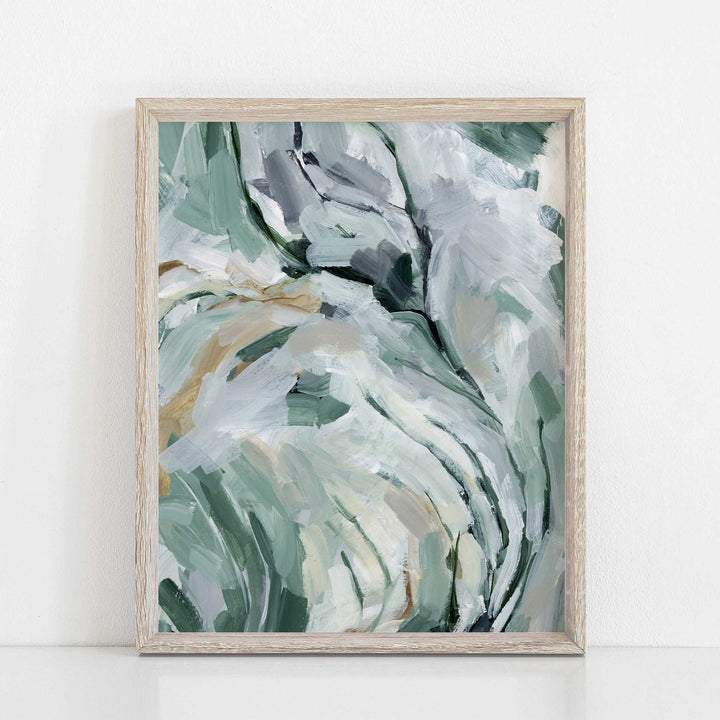 Mint and White Abstract Movement Painting Contemporary Wall Art Print or Canvas - Jetty Home