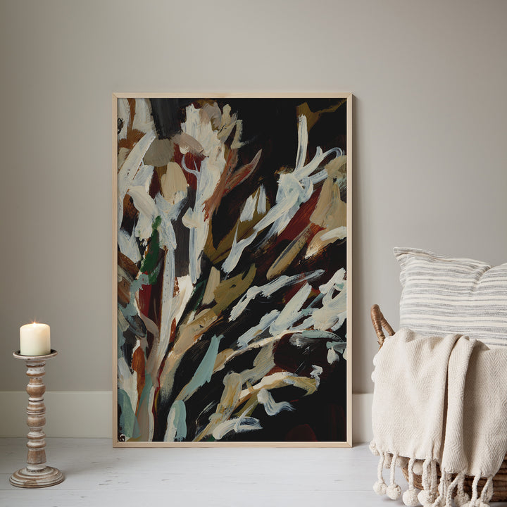 Dark Wild Winter Autumn Botanical Painting Wall Art Print or Canvas - Jetty Home
