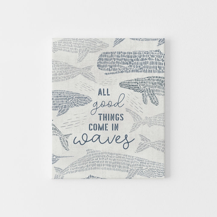 All Good Things Come in Waves Modern Nautical Whale Wall Art Print or Canvas - Jetty Home