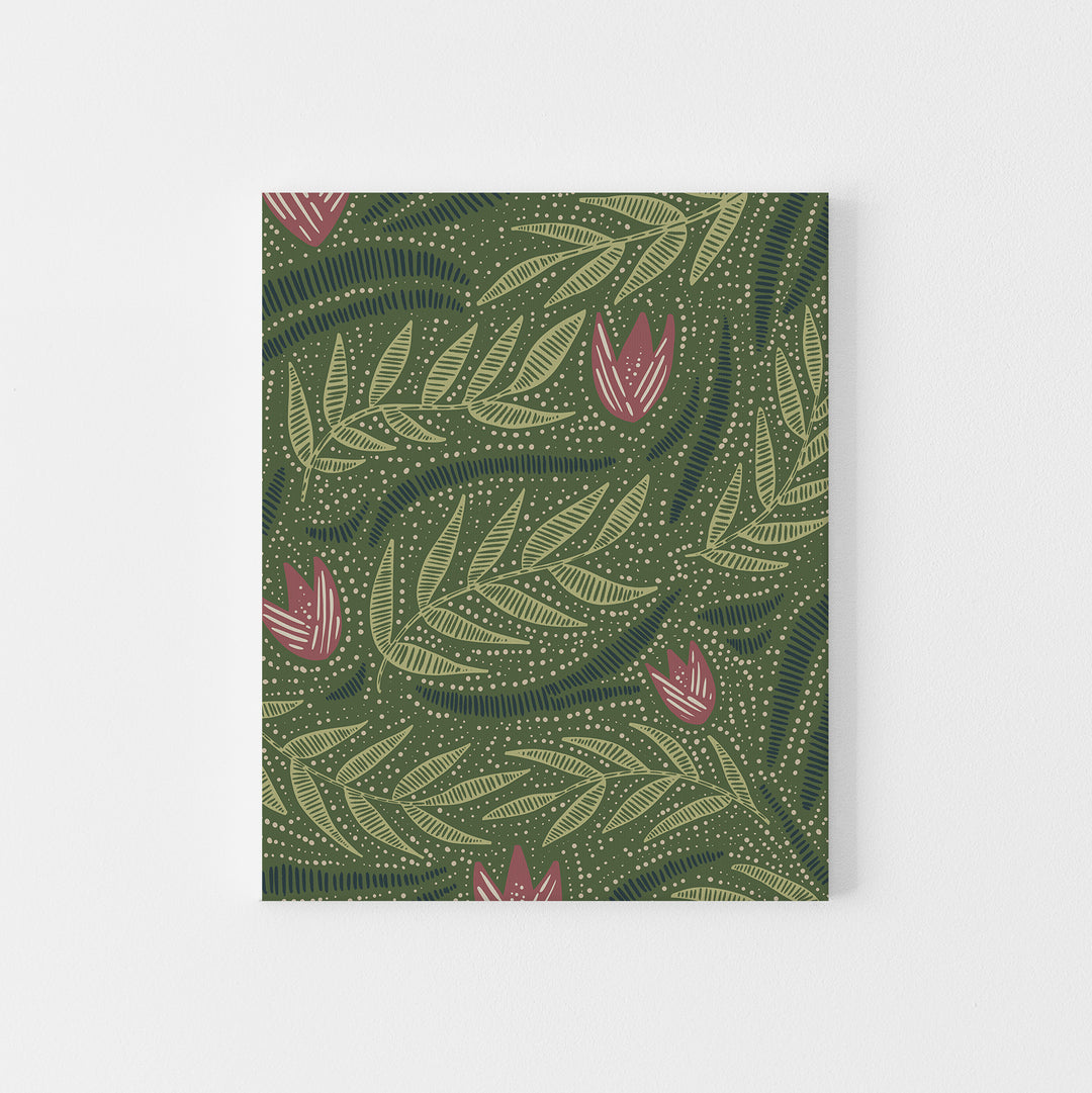 Green, Pink and Blue Modern Floral Wildflower Illustration Wall Art Print or Canvas - Jetty Home