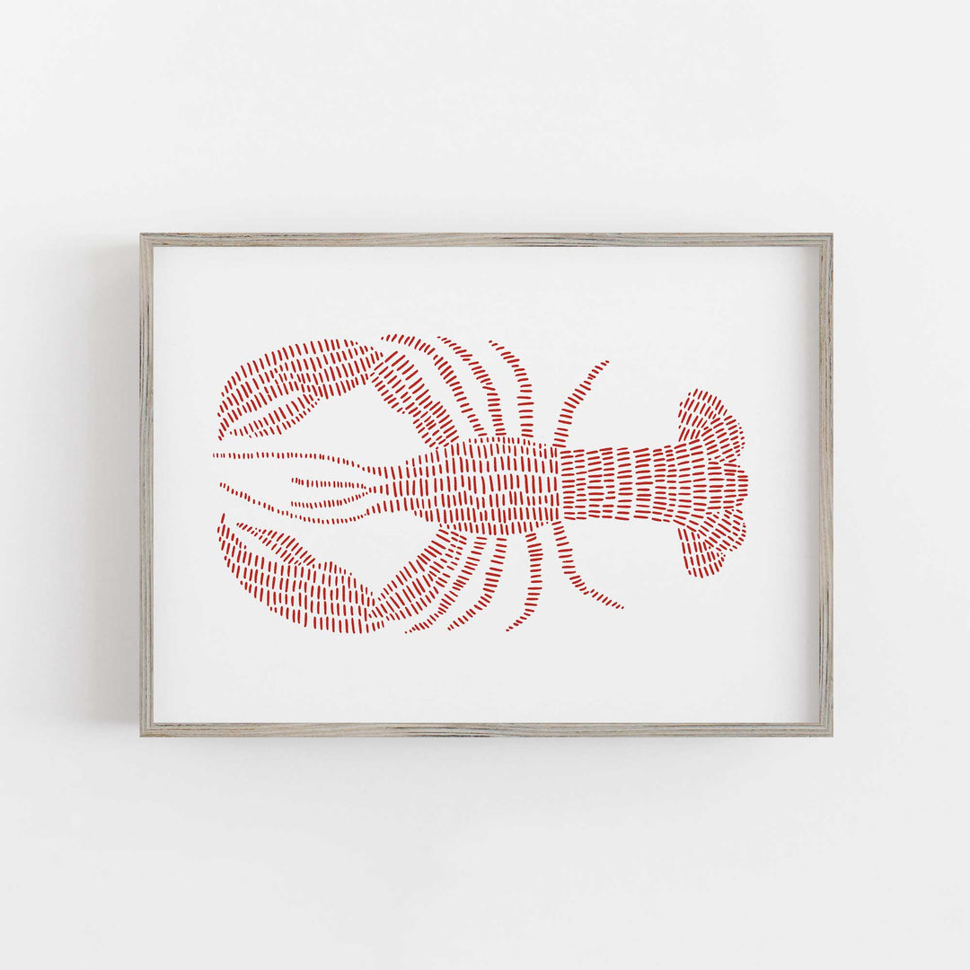 Lobster Nautical Illustration Wall Art Print or Canvas - Jetty Home