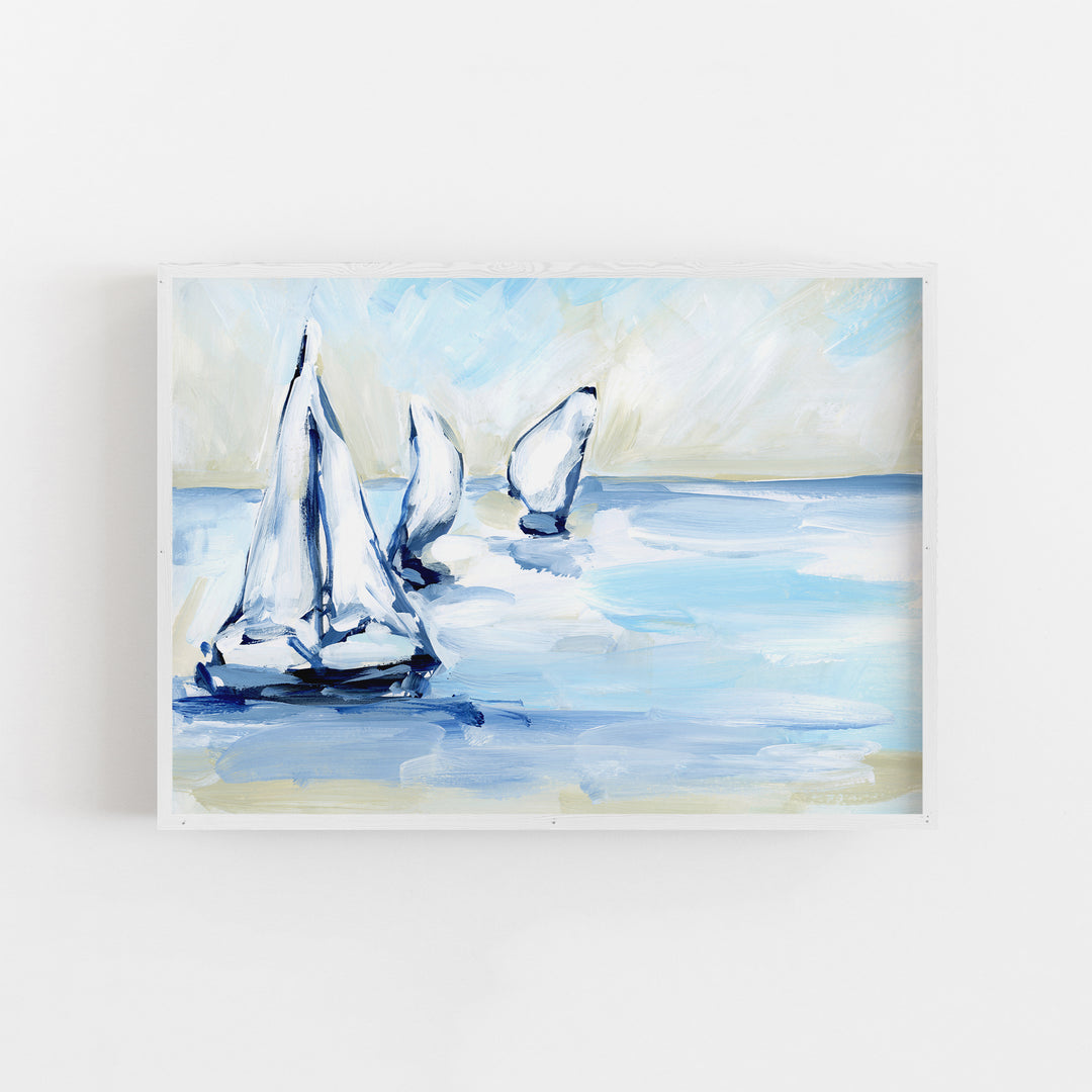 Sailing Painting Nautical Light Beach Wall Art Print or Canvas - Jetty Home