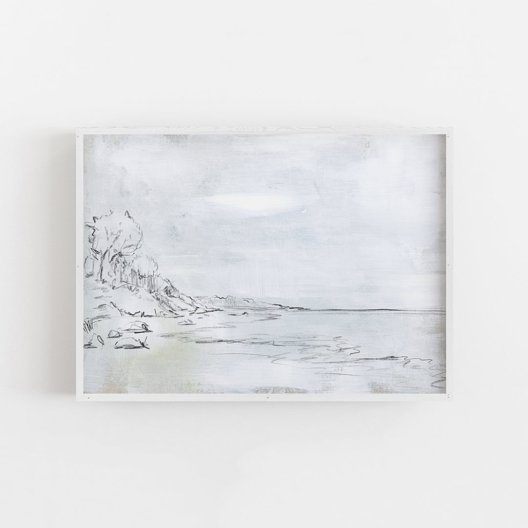 Waterfront Coastline Beach Sketch Wall Art Print or Canvas - Jetty Home