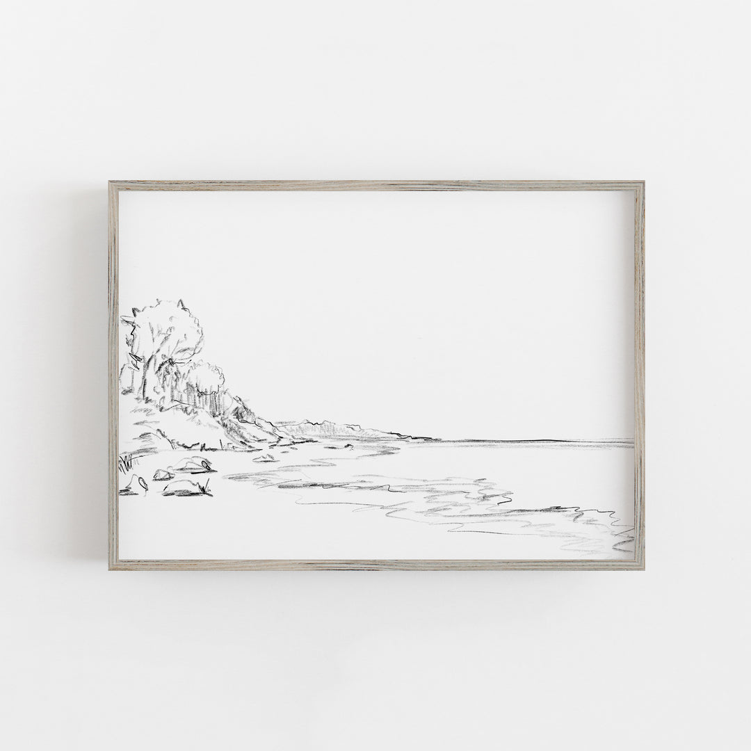 Coastline Illustration Minimalist Beach Wall Art Print or Canvas - Jetty Home