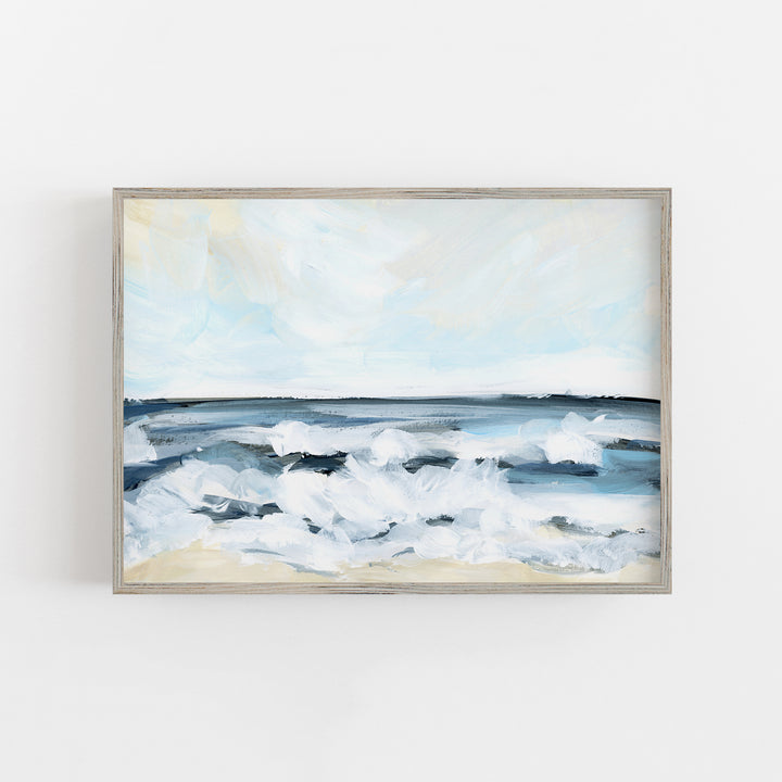 Ocean Scene Painting Blue and White Wall Art Print or Canvas - Jetty Home