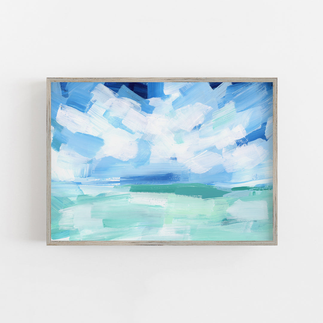 Tropical Seascape Caribbean Turquoise Mint Ocean Wall Art Print or Canvas - Jetty Home