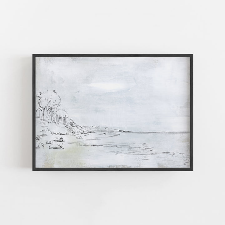 Waterfront Coastline Beach Sketch Wall Art Print or Canvas - Jetty Home